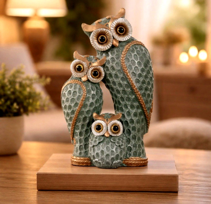 Resin Owl Decor Suitable for Living Room, Bookshelf, TV Stand Elegant Owl Family