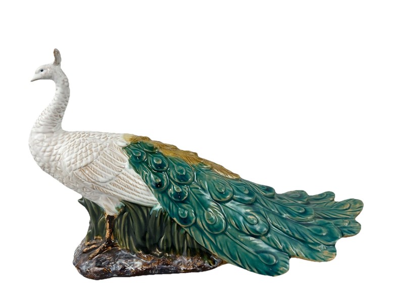 Kavana Decor Afshari Peacock Statue Sculpture Figure 17" Blue Green Teal White gallery