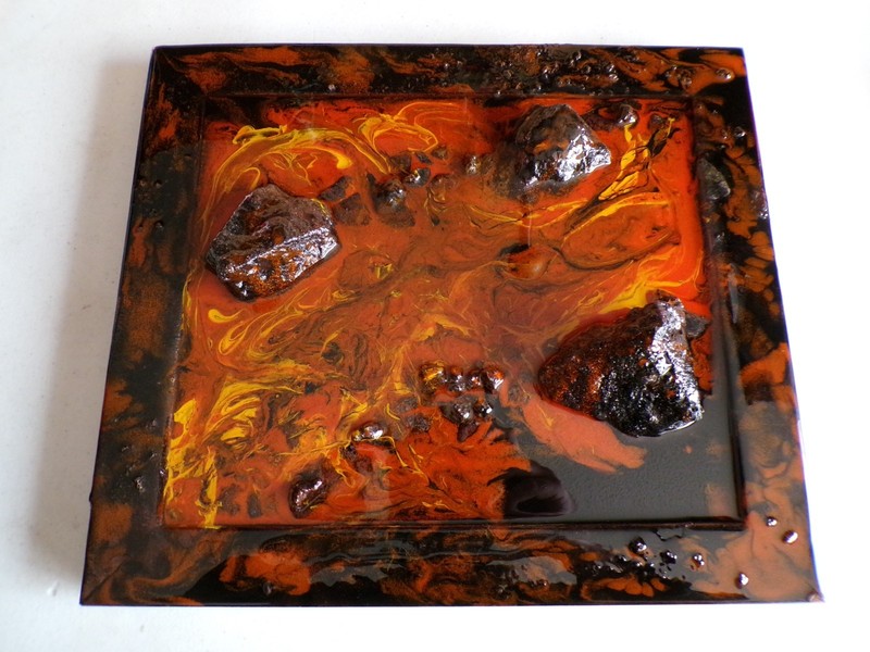 Volcanic Flow OOAK Handmade Abstract Resin Mixed Media Wall Art