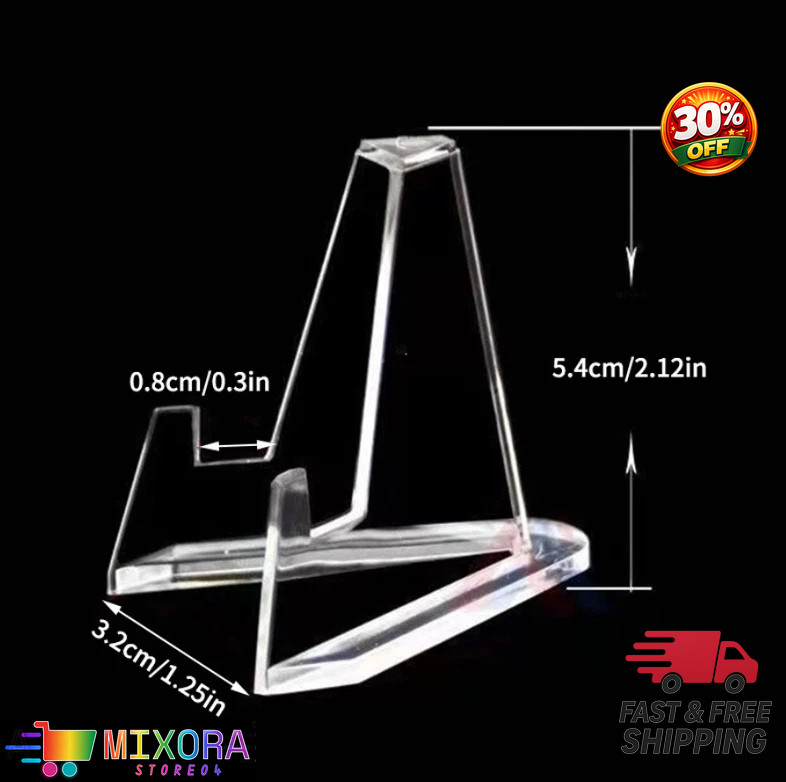 10pcs Transparent Acrylic Coin Display Stands Mini Easel Holders Collectibles gallery