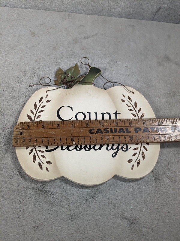 Wooden Pumpkin Wall Decor Count Your Blessings Wall Plaque 9" X 10" gallery