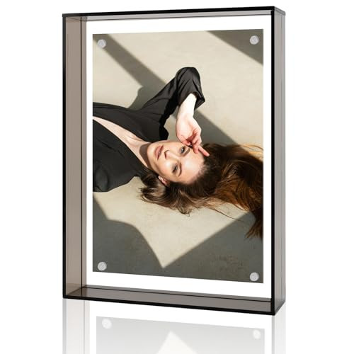 5x7 Acrylic Picture Frame Black - Clear Floating Photo Frames for 5 x 7 Inches