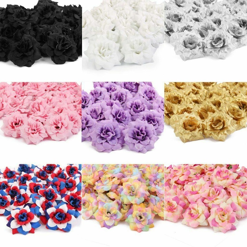 50Pcs Artificial Fake Roses Silk Flower Heads Wedding Party Home Garden Decor gallery