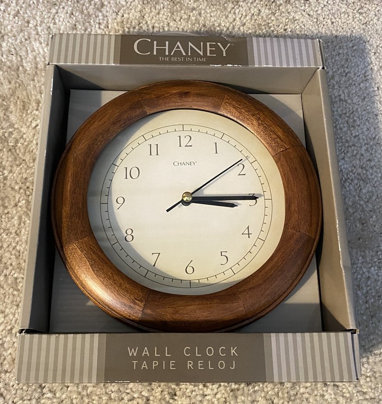 Chaney Wooden Analog Hanging Wall Clock NOS BRAND NEW gallery