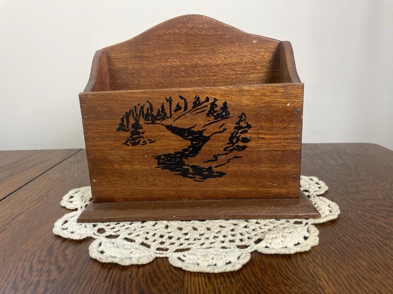 Vintage 1960’s Hand Crafted Wooden Letter Holder Desk Top Style Caddy Organizer