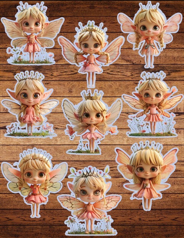 Fairy Princess Die Cut Vinyl Stickers Set Scrapbooking Laptop WaterBottle