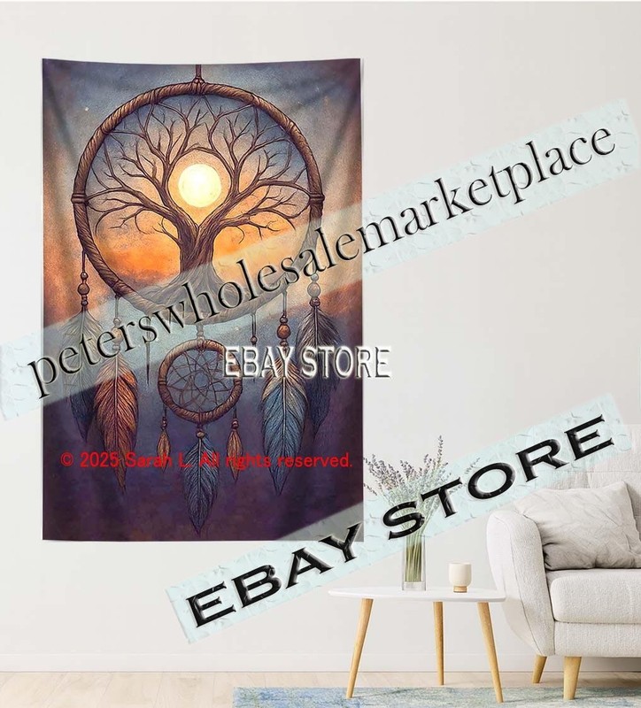 Tree Dreamcatcher tapestry 3D relief look nature spirit artwork 59X82 in gallery
