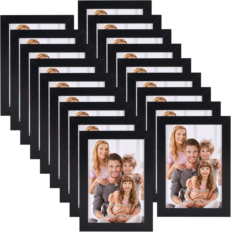 18 Pack 3.5X5 Picture Frame Black, 3.5 X 5 Photo Frames Bulk for Wall Hanging or