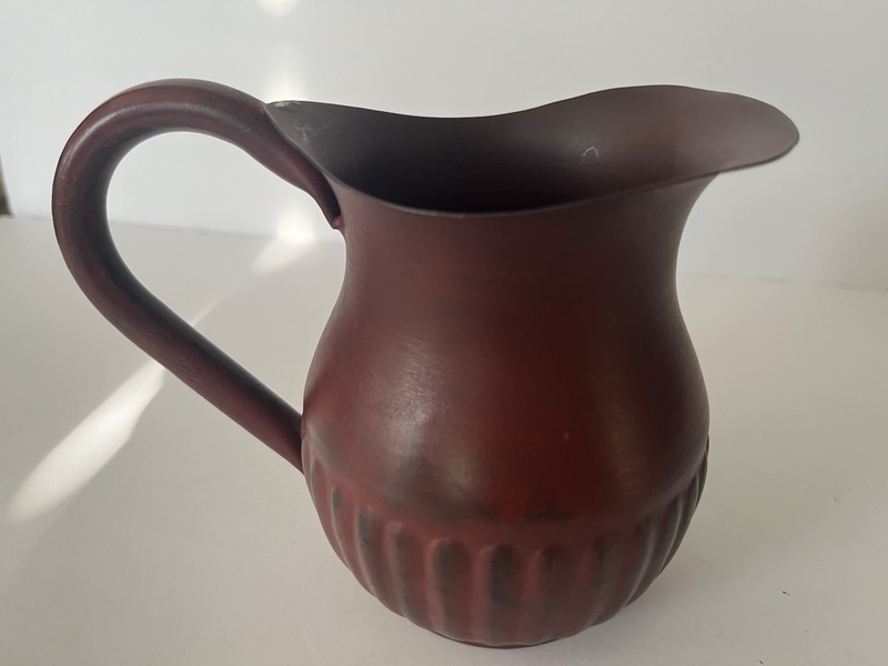 Red And Black Metal Decorative Pitcher 5”x 4”