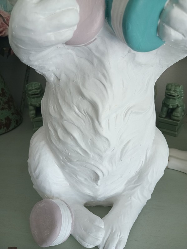 White Bunny Rabbit Holding Macaroons-Easter Decor -24"H gallery