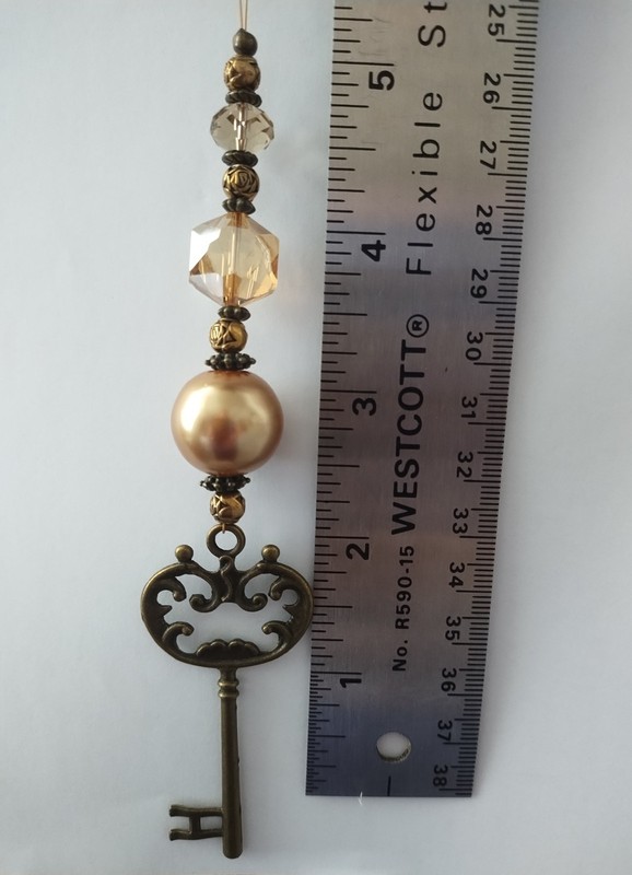 Bronze And Gold Key Ornament or Car Charm - One Of A Kind gallery
