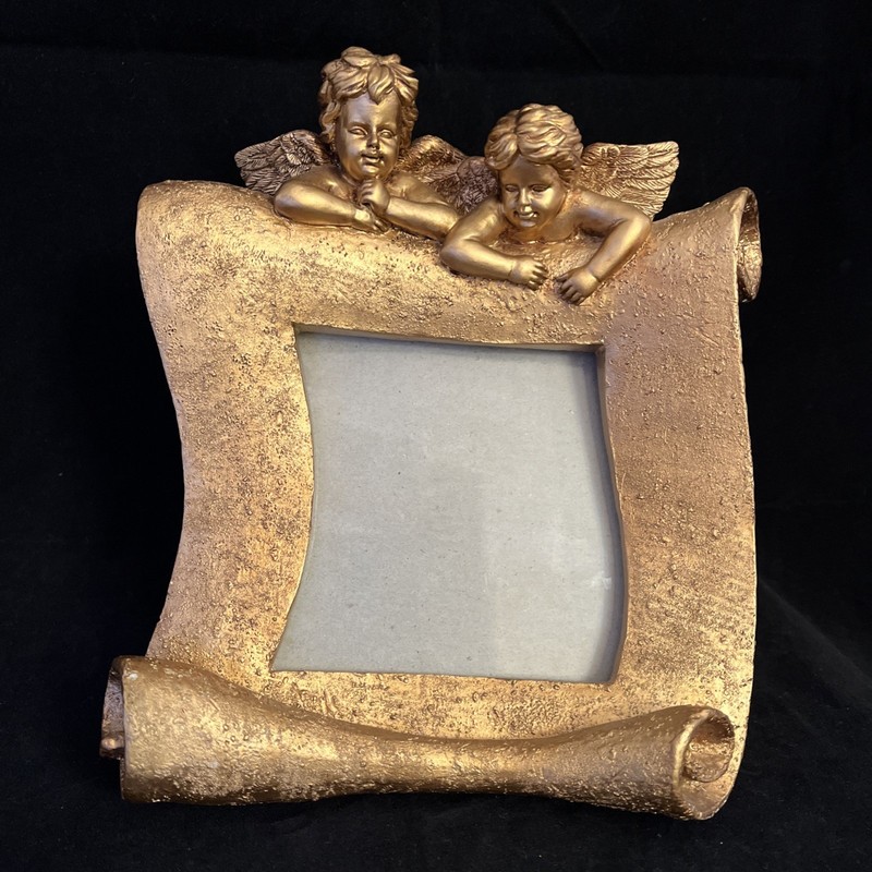 Gold Cherubs Frame For 4×4 Scroll Angels Heavy Resin Baroque Rococo Easel Back