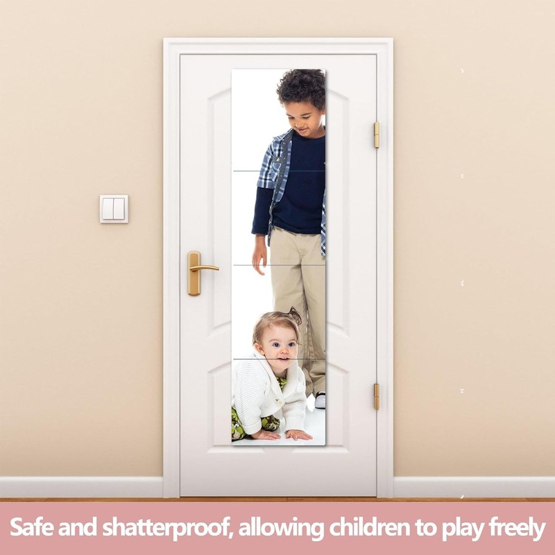 Unbreakable Wall Mirror Full Length,Over the Door Mirror for Bedroom,4Pcs 10i... gallery
