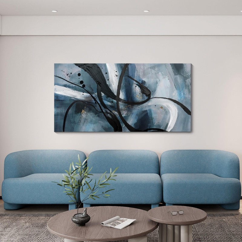 Abstract Canvas Wall Art Black And White Graffiti Lines Simple Art Modern Abs... gallery