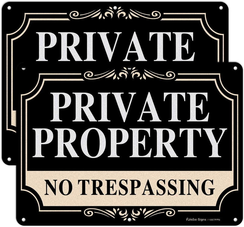 2 Pack No Trespassing Signs Private Property,10X7 Inch Rust Free Aluminum Metal gallery