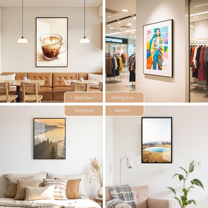 Poster Frame | 24x36 In, Black, Set of 2 | Front-Loading Metal Snap Frame | C... gallery
