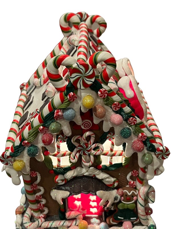 Kurt Adler New 8 5/8-Inch Claydough and Metal Candy House with C7 UL Light gallery