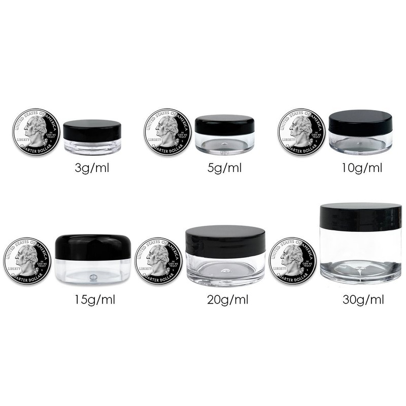 Beauticom 12x 30g/30ml Clear Jars w/ Pink Screw Cap for Powder, Makeup, Samples gallery