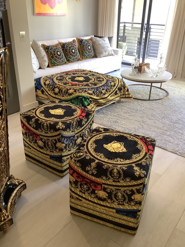 Large Custom Made Versace baroque velvet throw upholstery fabric Multi Color