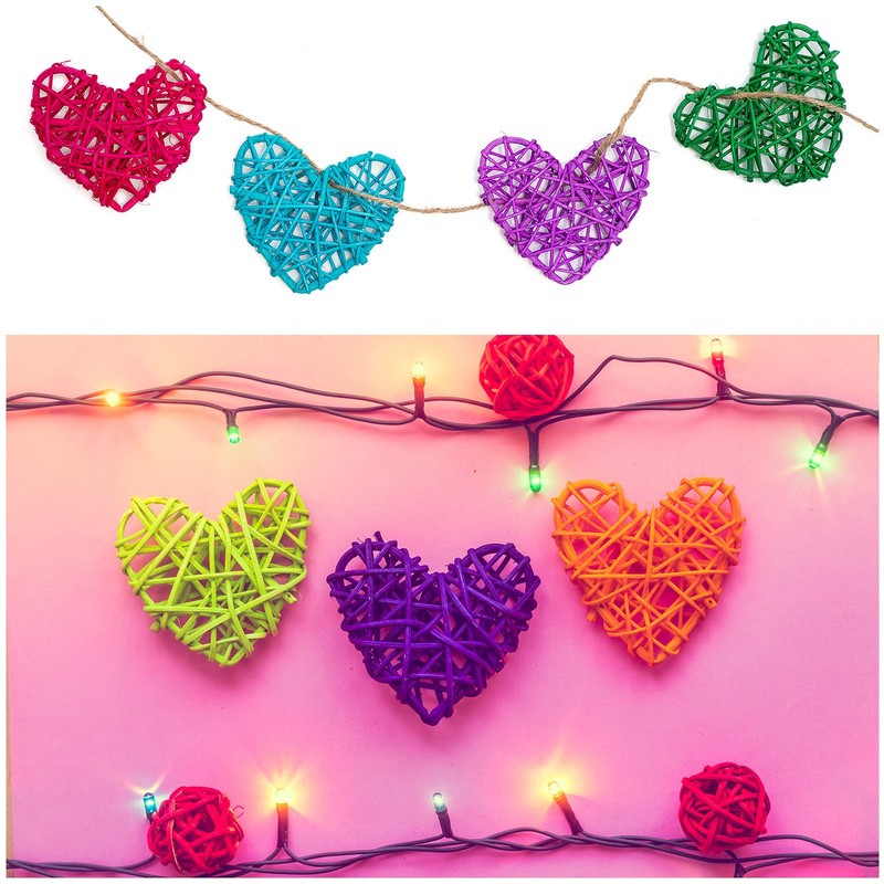 12Pcs Heart Rattan Ball Vase Filler Home Decoration Light Grey 2.36 in gallery