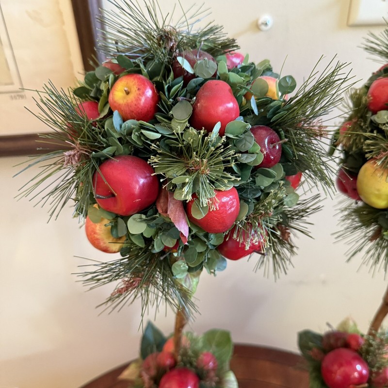 Vtg Potted Apple 21” Topiary Green Red Fruit Floral Tree French Country Decor gallery