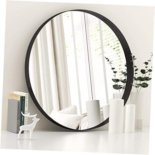 Round Wall Mirror for Bathroom 24×24 Inches Stainless Steel 24″L x 24″W Black