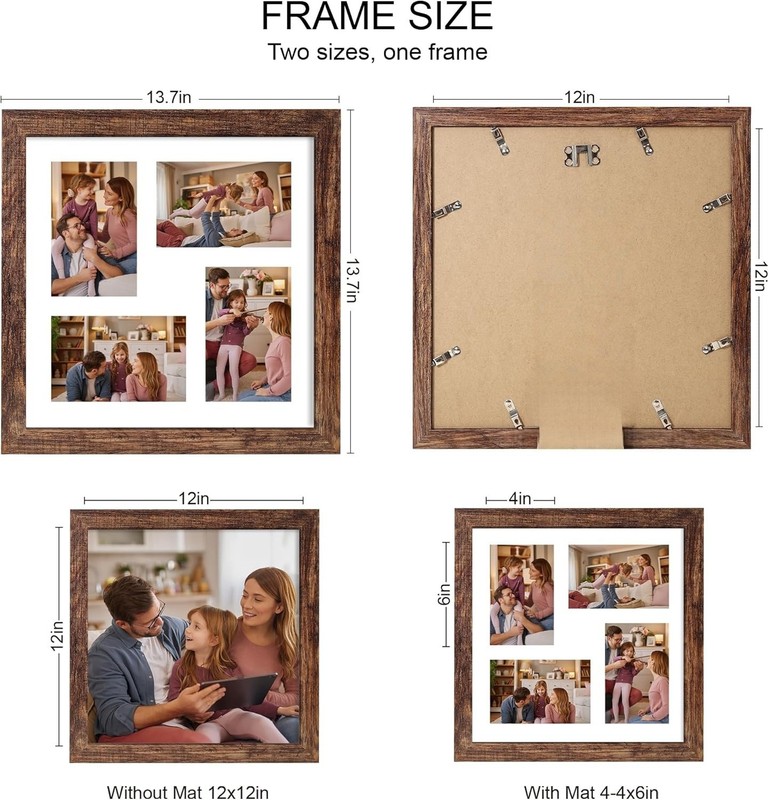 12x12 Picture Frame Display 4 opening 4x6 Picture Frame Collage gallery