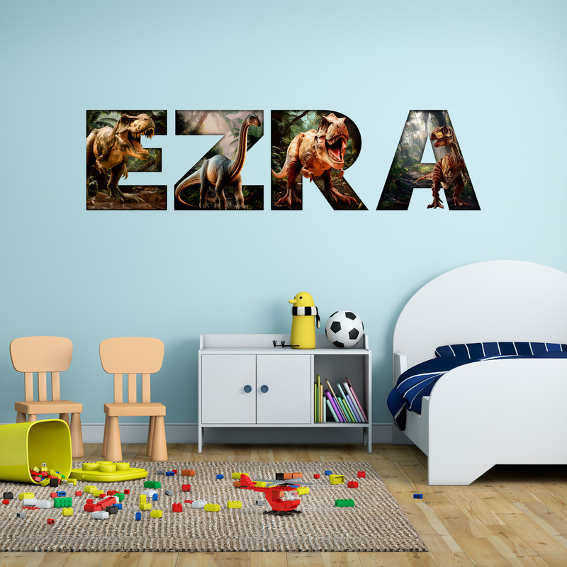 Custom Dinosaur Name Wall Decal Sticker for Kids Bed Room,Boy Dino Nursery Decor gallery