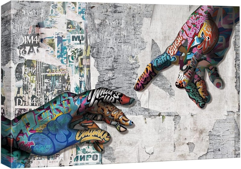Wall26 Graffiti & Street Wall Art - Colorful Collage Hands of God by Michelanglo gallery