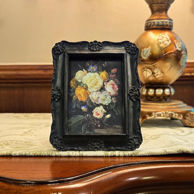 2.5x3.5 Small Vintage Picture Frame, Mini Antique Black Ornate Pho gallery