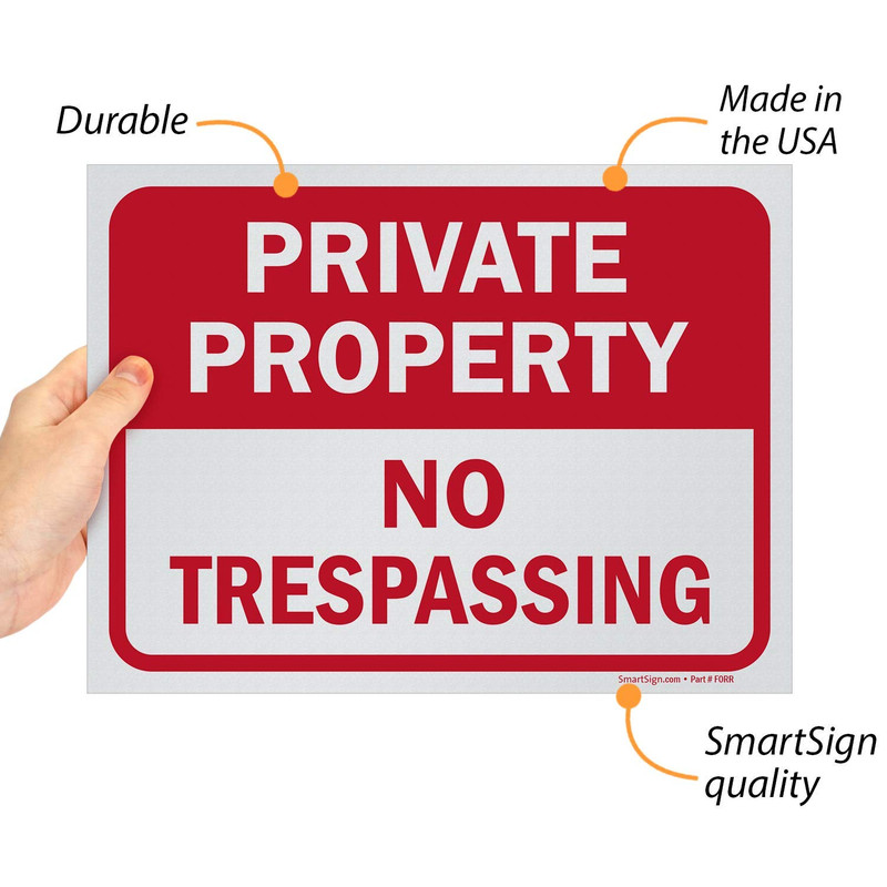 Private Property No Trespassing Sign, 9" X 12" Polystyrene Plastic (Pack of 5) S gallery