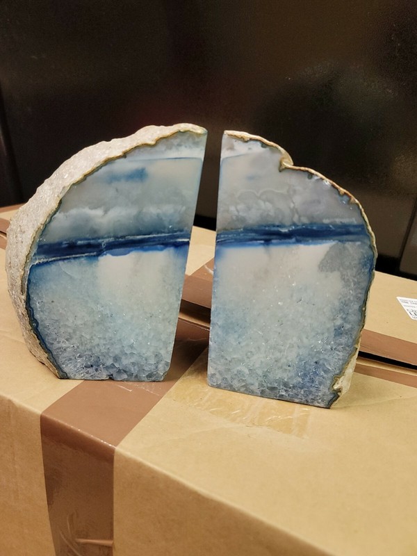 Bookends Blue Agate Weight 7 Pounds Set of 2