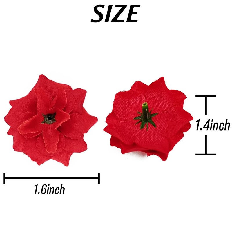 55PCS Red Roses Buds Artificial Flowers 1.2 Inch Small Silk Fake Heads Bulk gallery