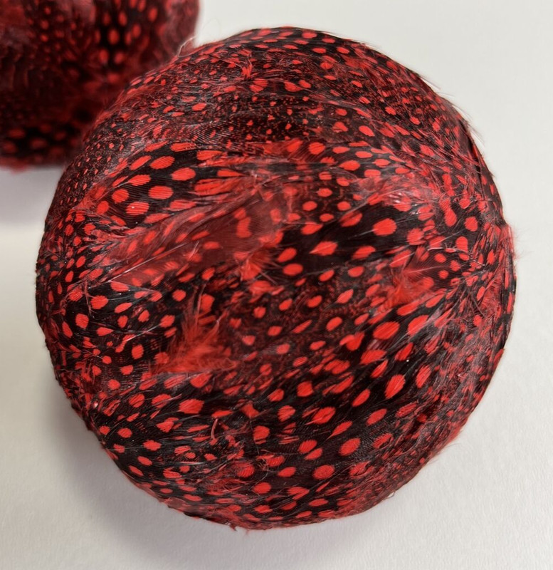 4 Red & Black Dyed Feather Spheres Home Decor Bowl Filler Foam Balls Ornaments gallery