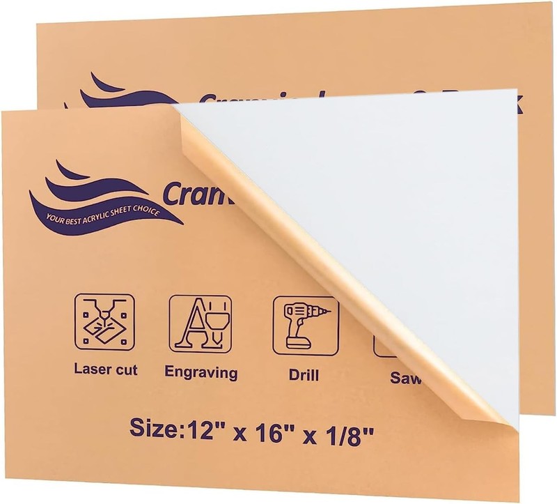 White Acrylic Sheets 12″ x 16″ x 1/8″, 2 Pa White Cast