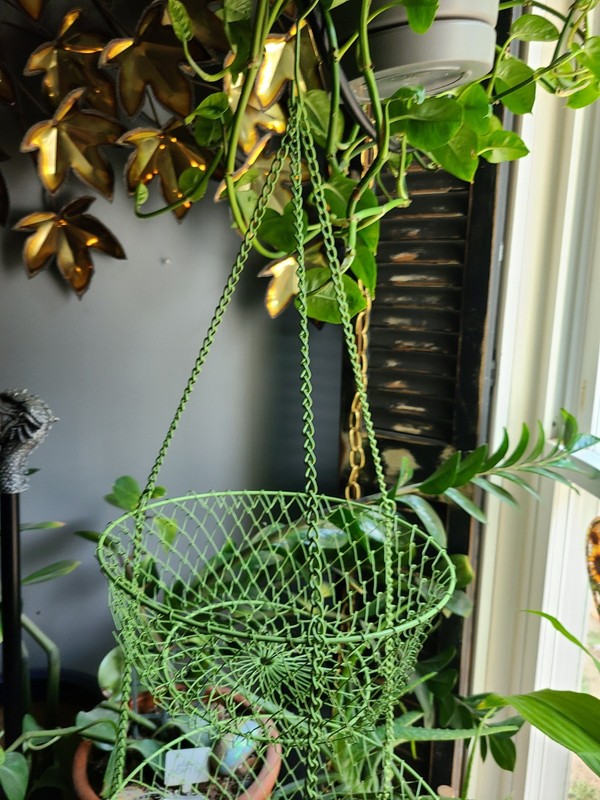 Vintage Large Bright Green 3 Tier Wire Hanging Fruit Basket Holder Decor Shabby gallery