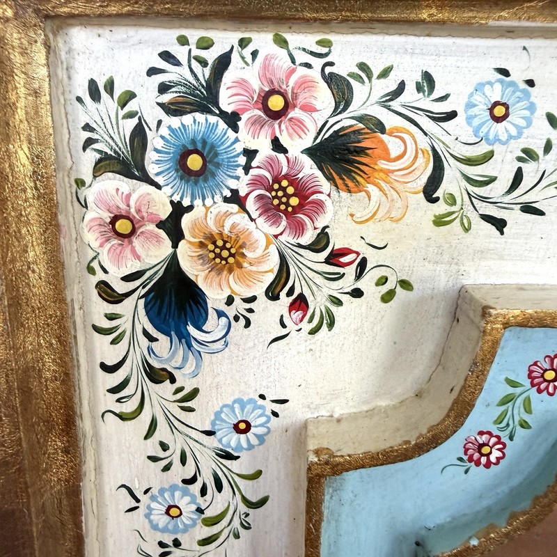 VTG Folk Art Hand Painted Dutch Scandinavian Farmhouse Cottage Wood Mirror 12x17 gallery