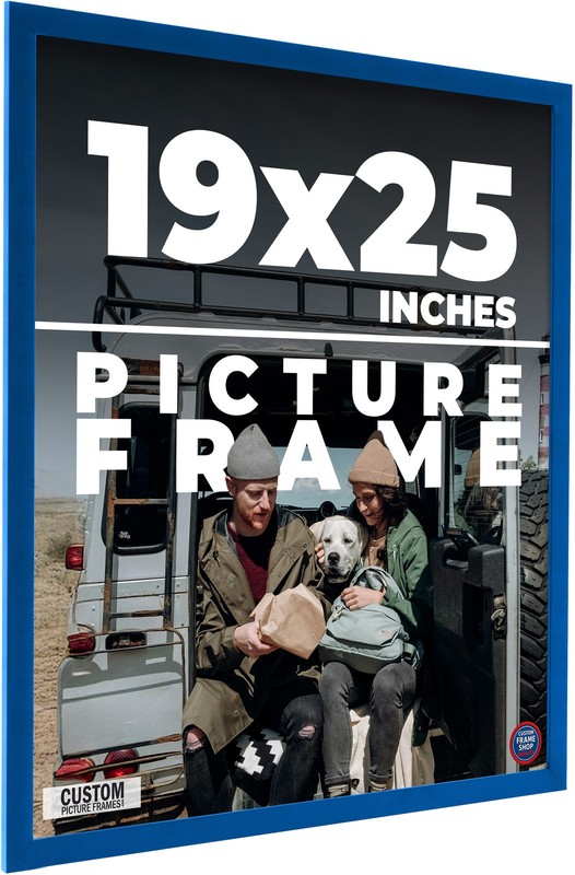 19×25 Frame Blue Solid Wood Picture Frame Width 0.75 Inches | Interior Frame Dep