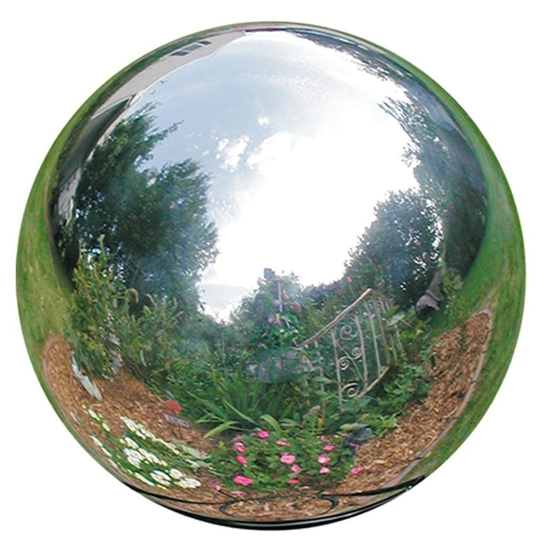12" Gazing Globe Mirror Ball - Silver Stainless Steel Reflective Garden Sphere,