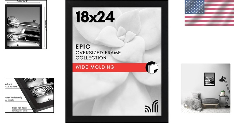 Elegant 18x24 Black Picture Frame with Polished Plexiglass for Wall Display gallery