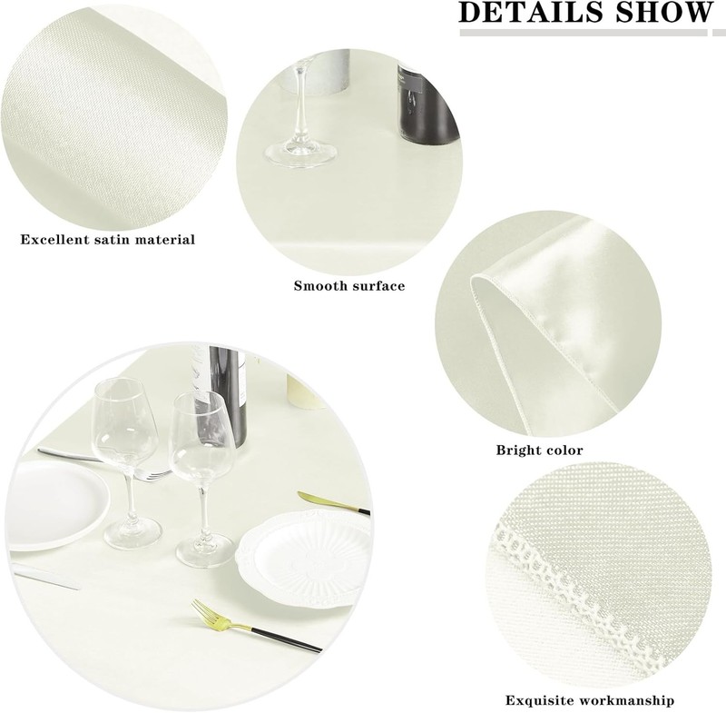2 Packs Satin Tablecloth 102 x 58 Inches Rectangular Table Overlay Cover Bright gallery