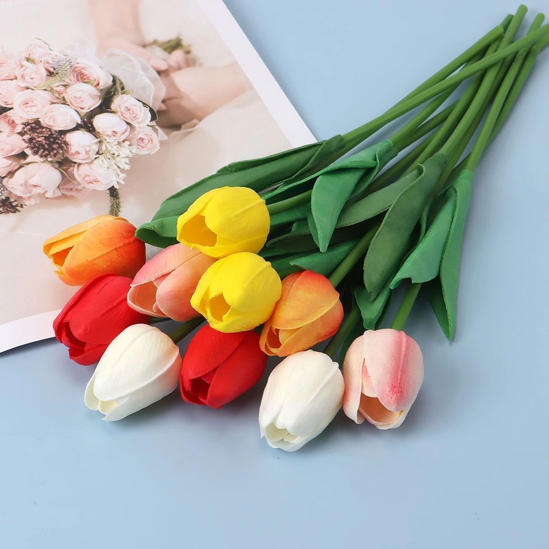 20Pcs Real Touch Artificial Tulips Bridal Home Wedding Party Festival Decor USA gallery