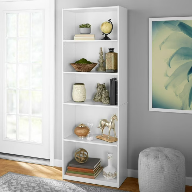 71" Tall Adjustable 5-Shelf Wood Bookcase Storage Shelving Book Wide Bookshelf gallery