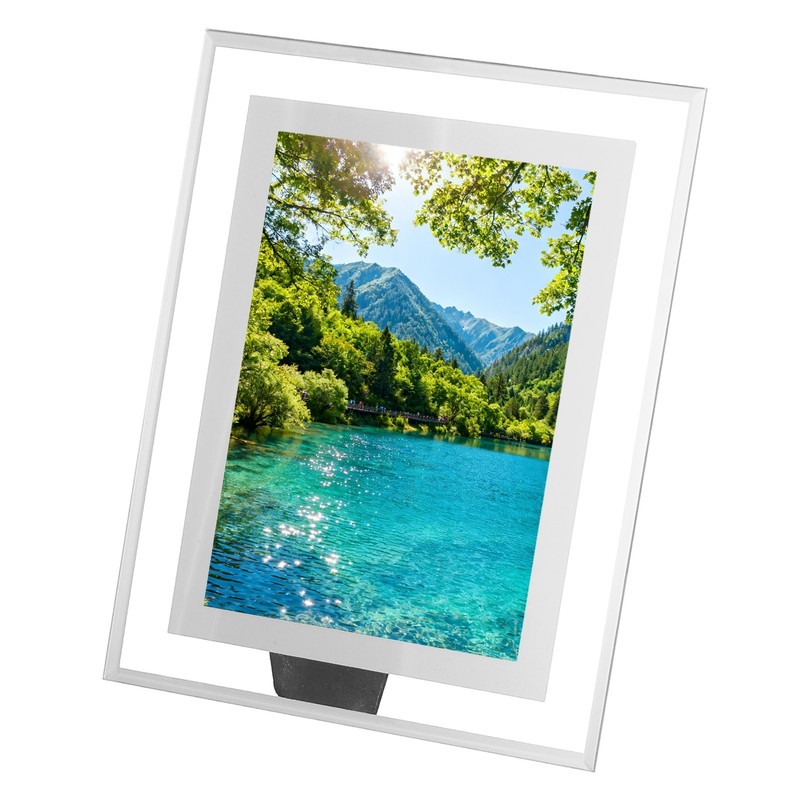 9.8 x 8.7 Inch Glass Photo Frame Vertical or Horizontal Picture Frame Silver