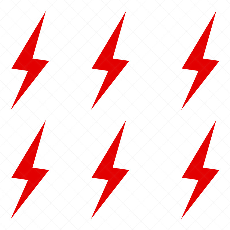 Set of 6 - Lightning Bolt Vinyl Decal Window Electric Shock symbol Sticker