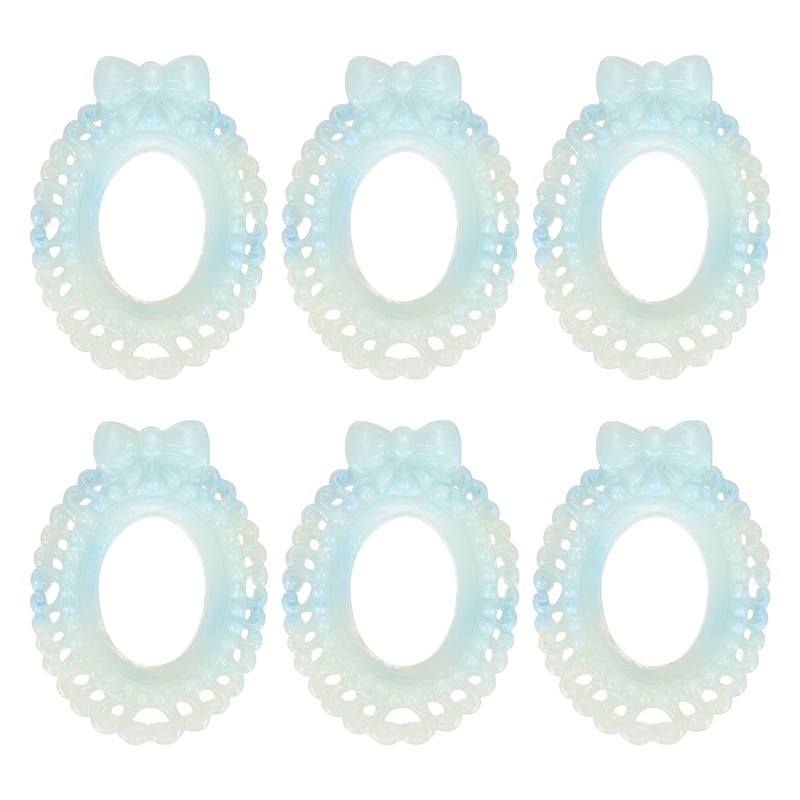6Pcs Vintage Resin Picture Frames, 1.3×0.9″ Mini Tiny Photo Frame, Pale Blue