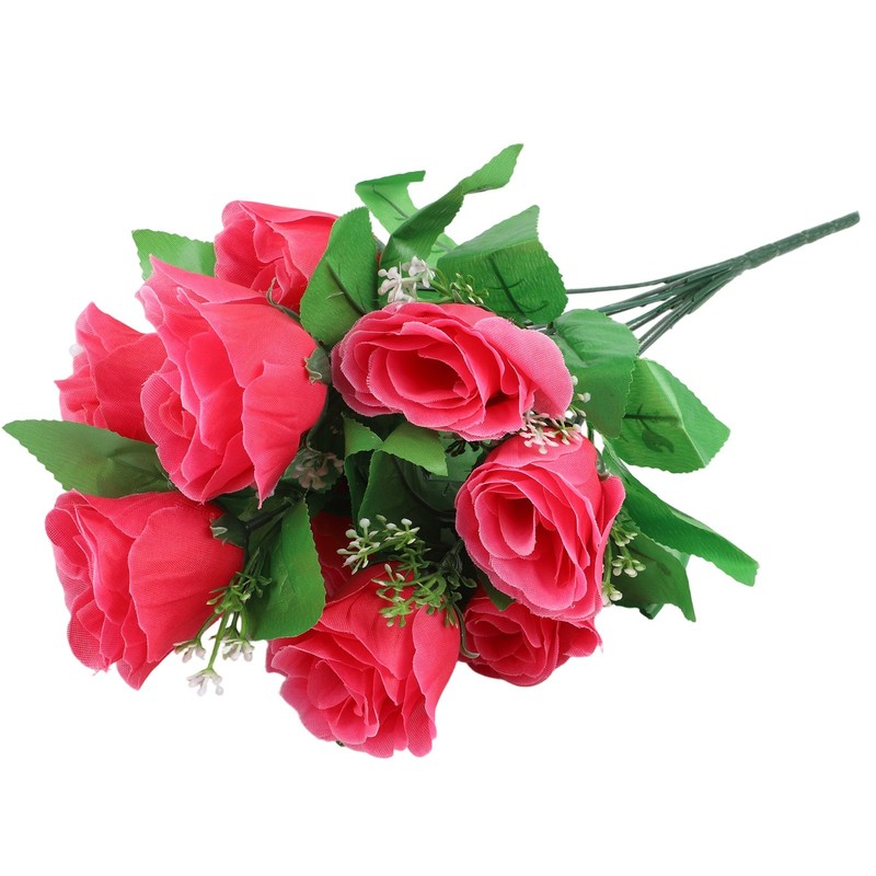Striking 10 Heads Silk Rose Bud Bunch for Wedding and Home Outdoor Use gallery