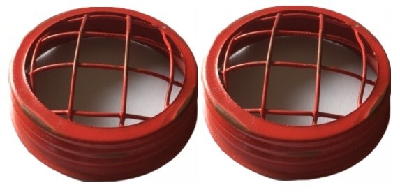 Mason Jar Flower Frog Lid ~ Antique Red Canning Jar Vase Lid ~ Country Decor 2PK