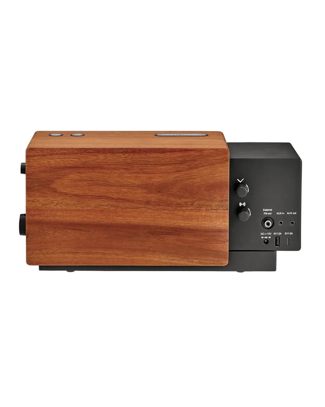 Bulova Retro Wooden Alarm Clock Radio FM Gold Analog Display Vintage Style B7800 gallery