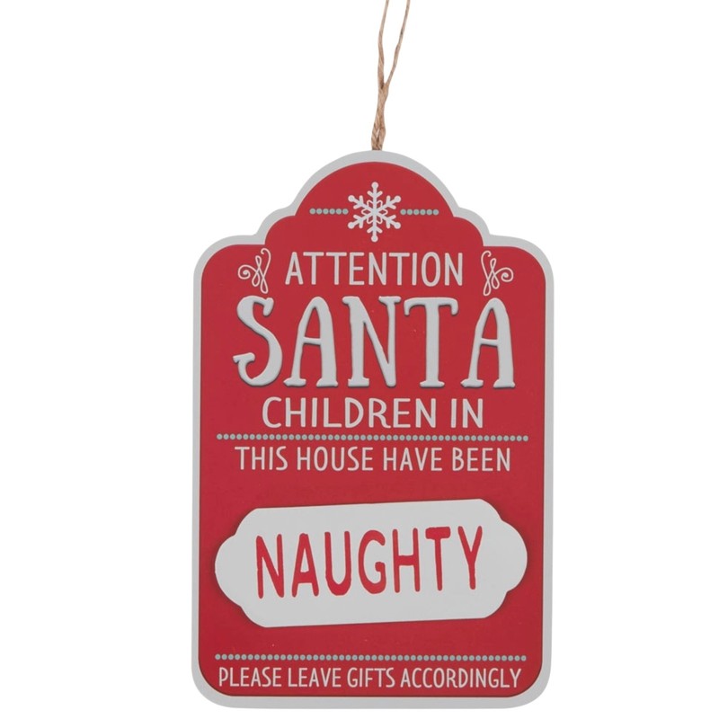 Santa Naughty or Nice Hanging Sign Christmas Decoration Flip Naughty or Nice